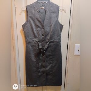 Chic Gray Button-Down Midi Dress